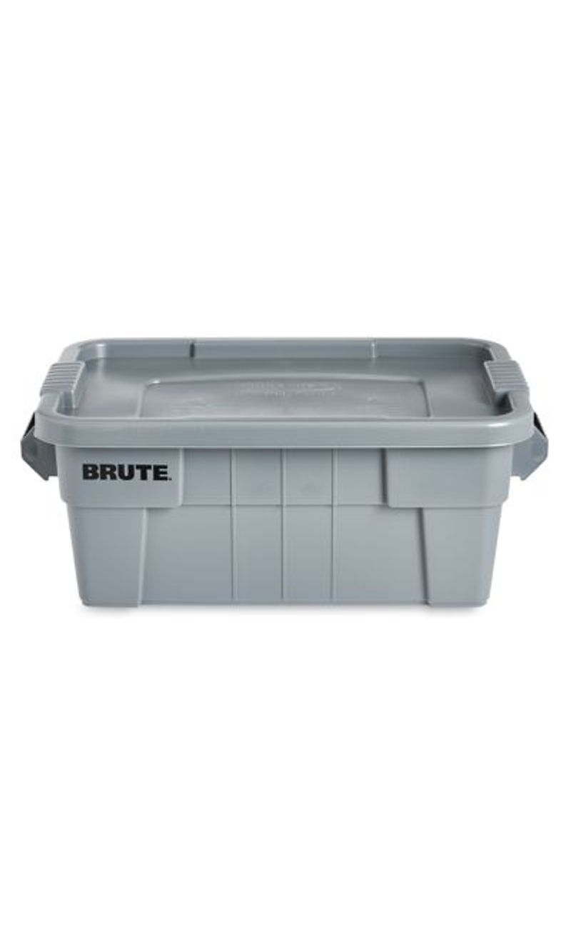 Caja BRUTE  Tote  Gris 75 Litros de frente