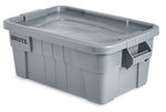 Caja BRUTE  Tote  Gris 75 Litros lateral izquierda