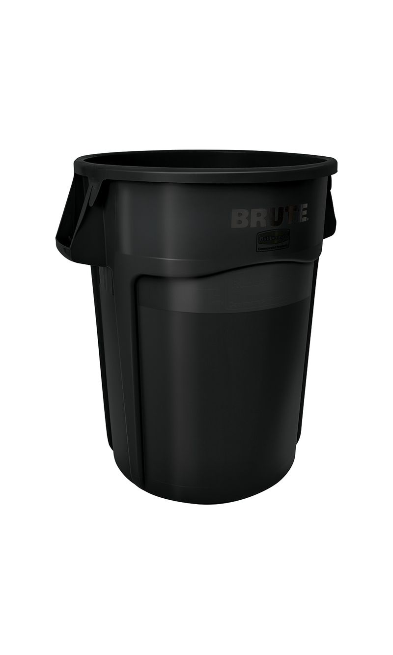 Contenedor de basura BRUTE Negro 121 Litros de lado