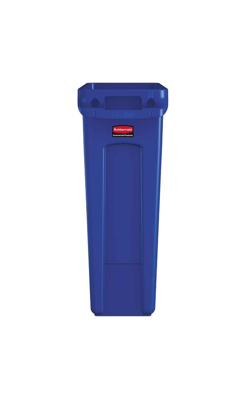 Contenedor de basura SLIM JIM  con Canales de Ventilación Azul 87 Litros de frente