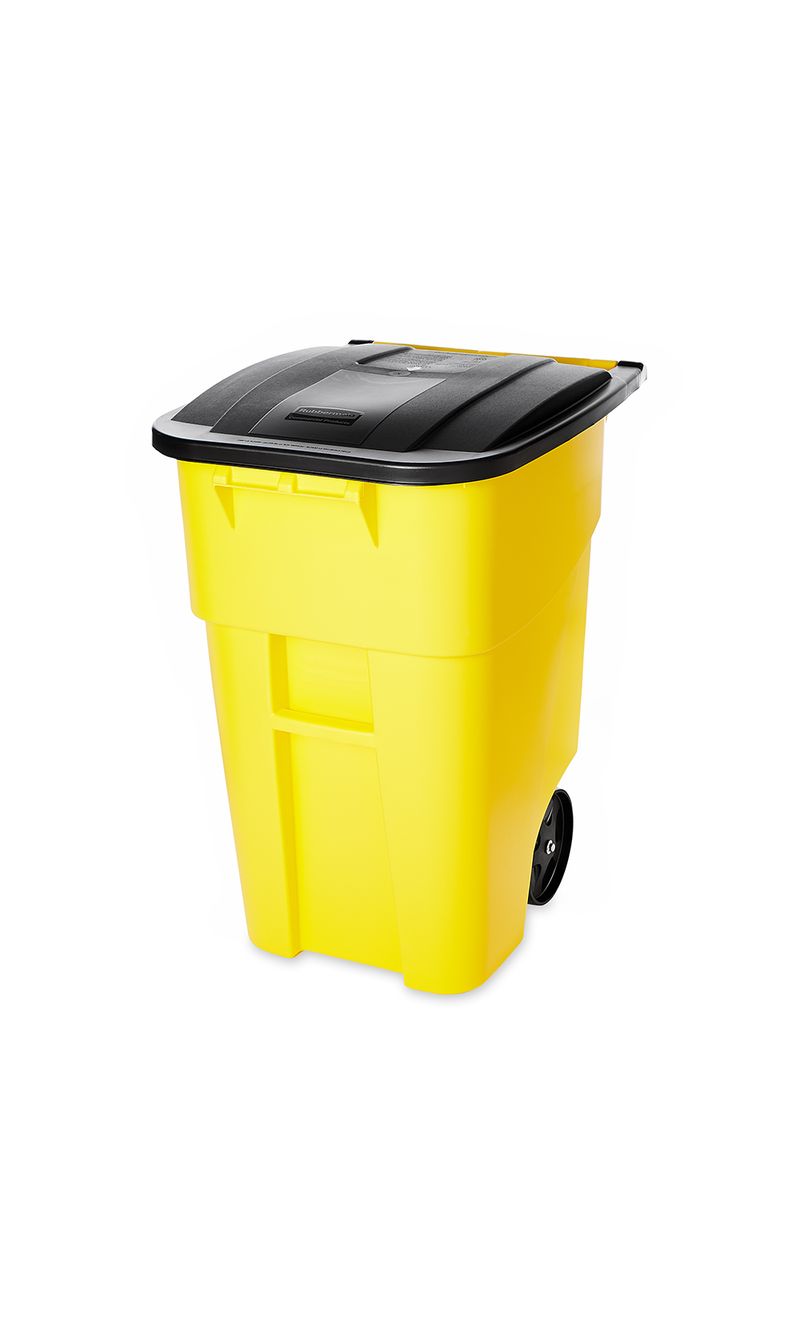 Contenedor de basura BRUTE  RollOut Amarillo 189 Litros diagonal izquierda