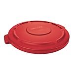 Tapa plana contenedor BRUTE Rojo 121 Lts de frente