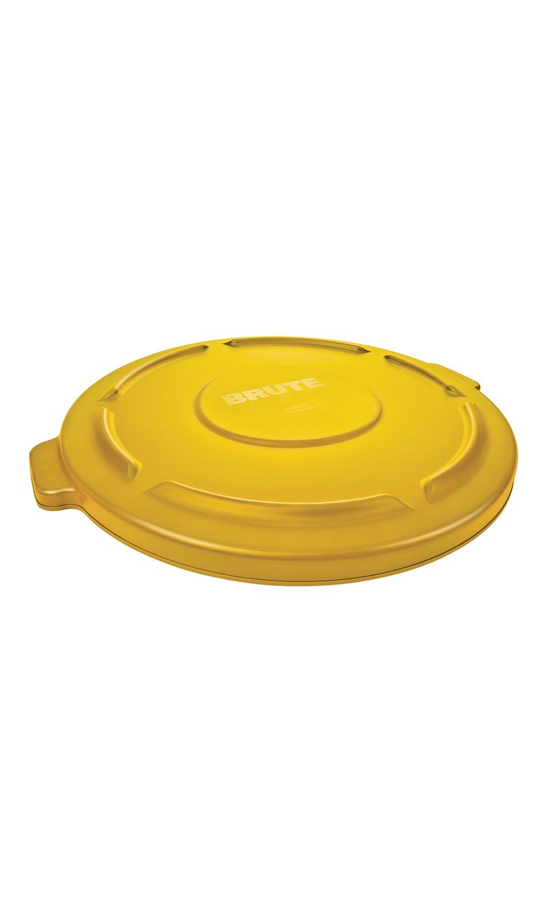 Tapa BRUTE  Plana Amarillo121 Litros Rubbermaid Commercial de frente