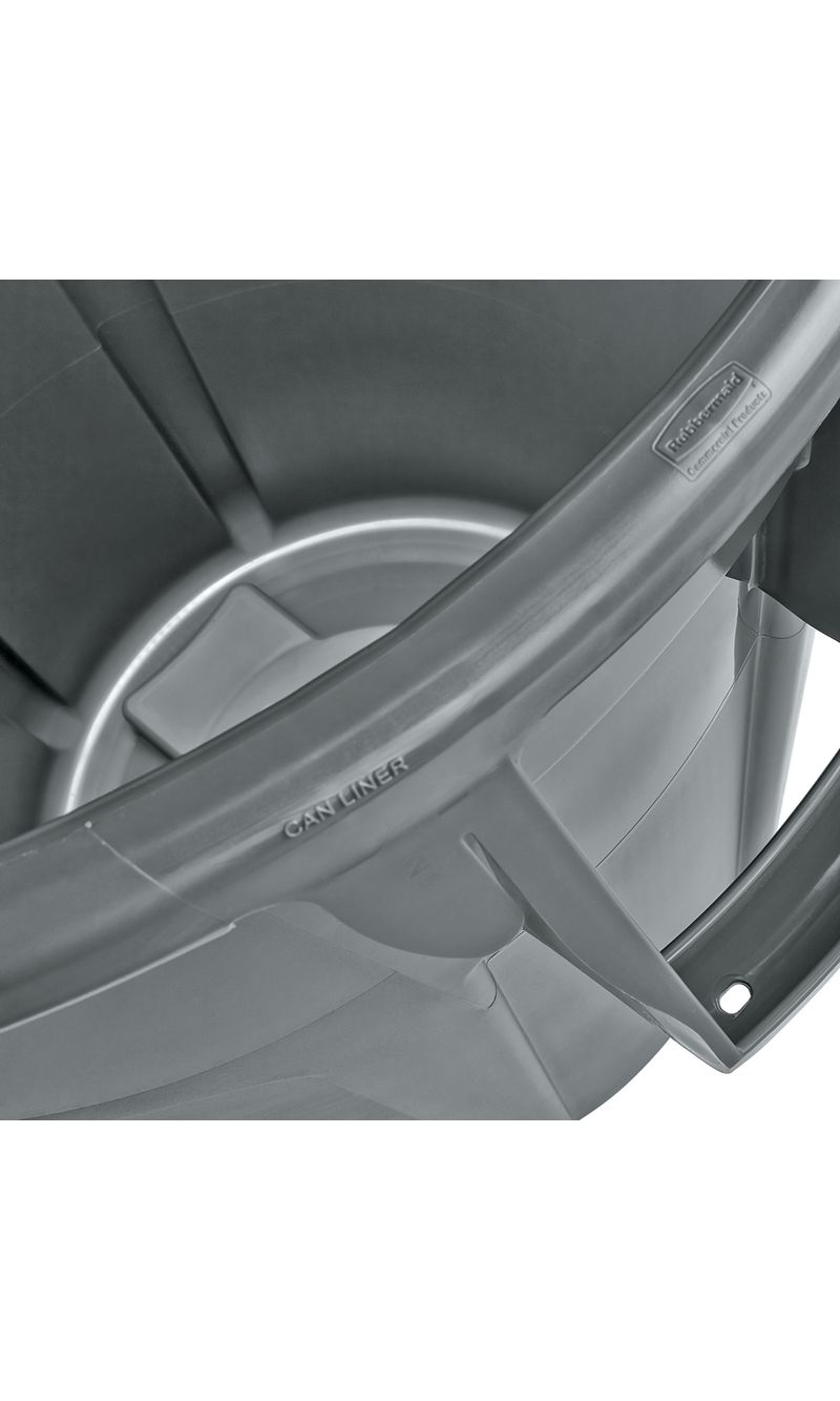 Contenedor de basura BRUTE Gris 121 Litros borde y costado