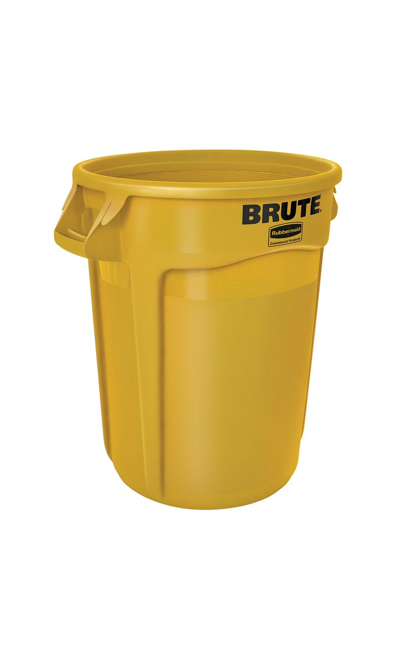 Contenedor de basura BRUTE  Amarillo 121 Litros de frente