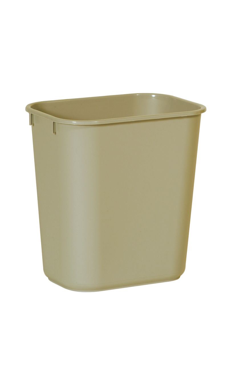 Papelera Pequeña  Beige 13 Litros Rubbermaid Commercial de frente