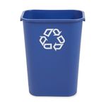 Papelera de Reciclaje Azul 39 Litros Rubbermaid Commercial de frente