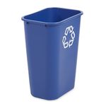 Papelera de Reciclaje Azul 39 Litros Rubbermaid Commercial diagonal derecha