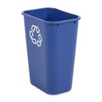 Papelera de Reciclaje Azul 39 Litros Rubbermaid Commercial diagonal izquierda