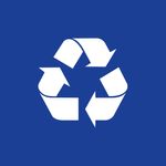 Papelera de Reciclaje Azul 39 Litros Rubbermaid Commercial símbolo