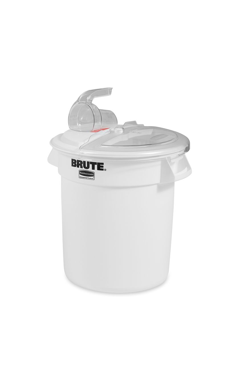 Contenedor BRUTE  para Ingredientes Blanco 38 Litros tapa levantada