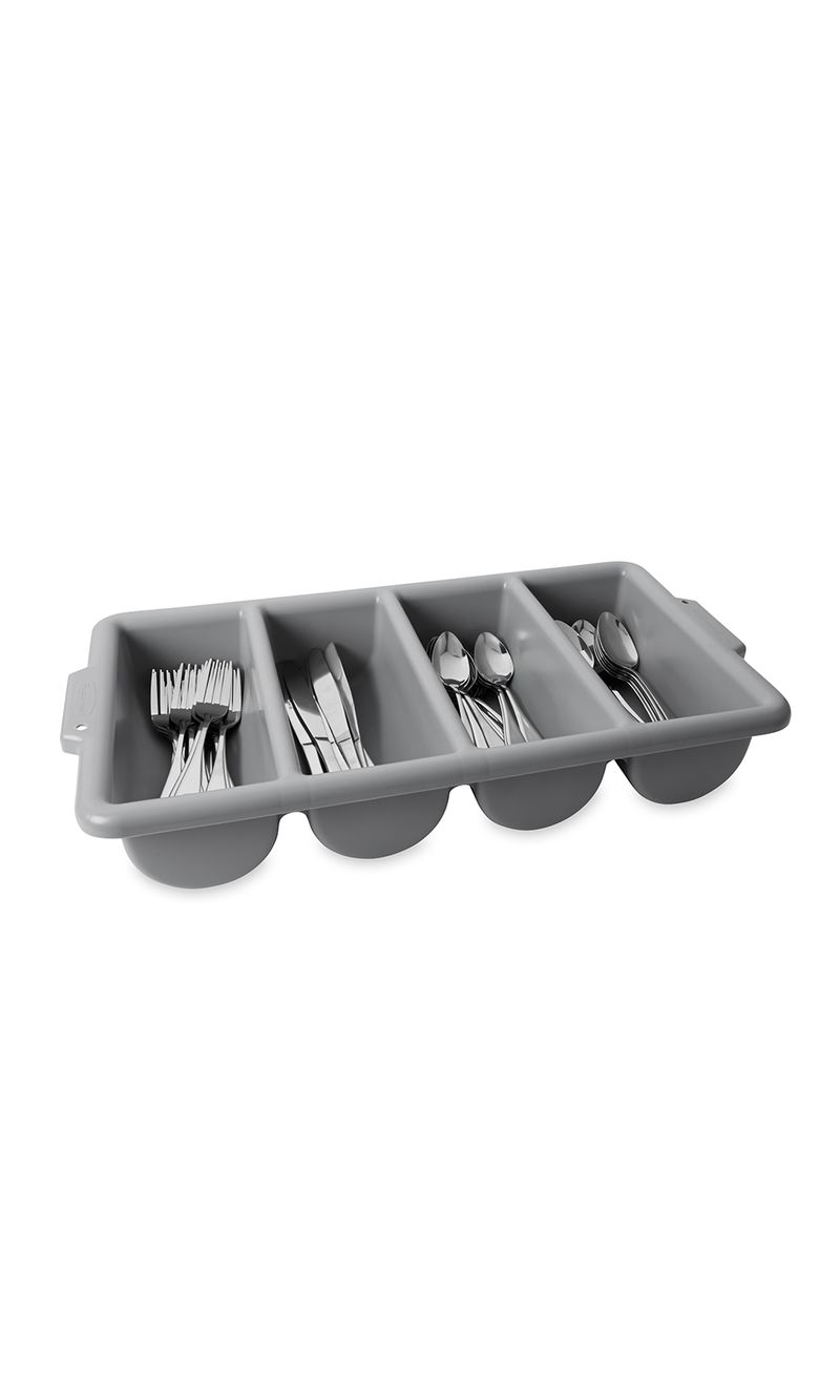 Organizador de cubiertos   Gris  Rubbermaid Commercial con cubiertos