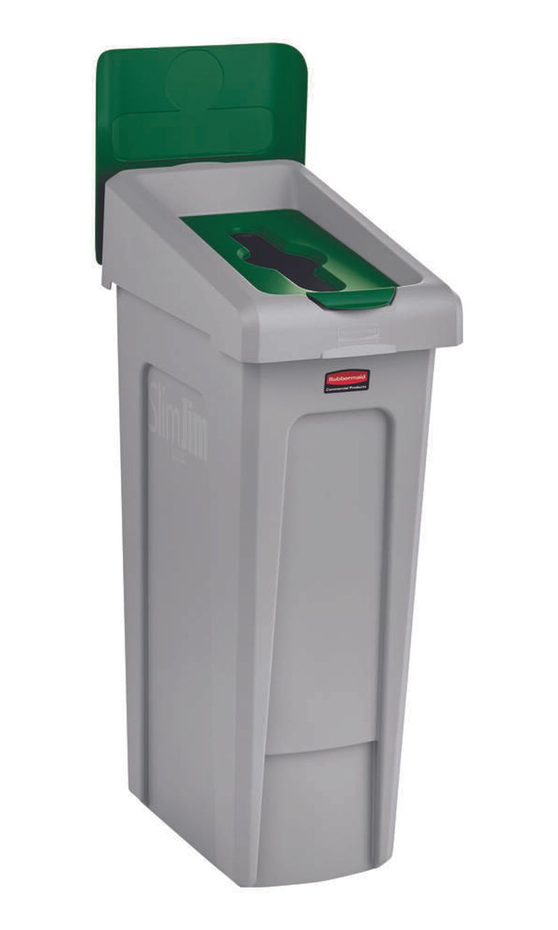 Tapa Punto ecológico SLIM JIM Verde 87 Lts tapa levantada