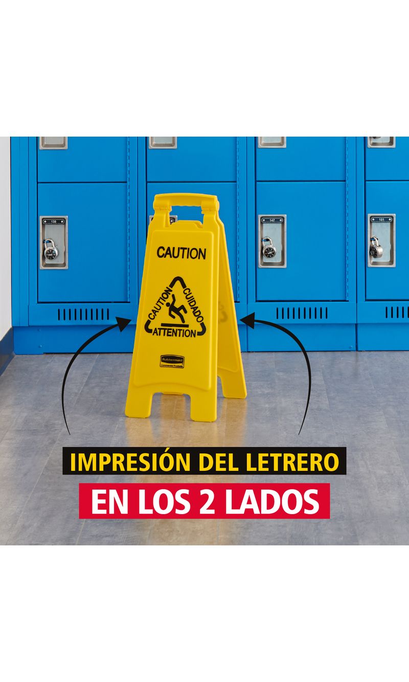 Señal de Precaución de piso Amarillo 66 cm con impresión de letrero a ambos lados