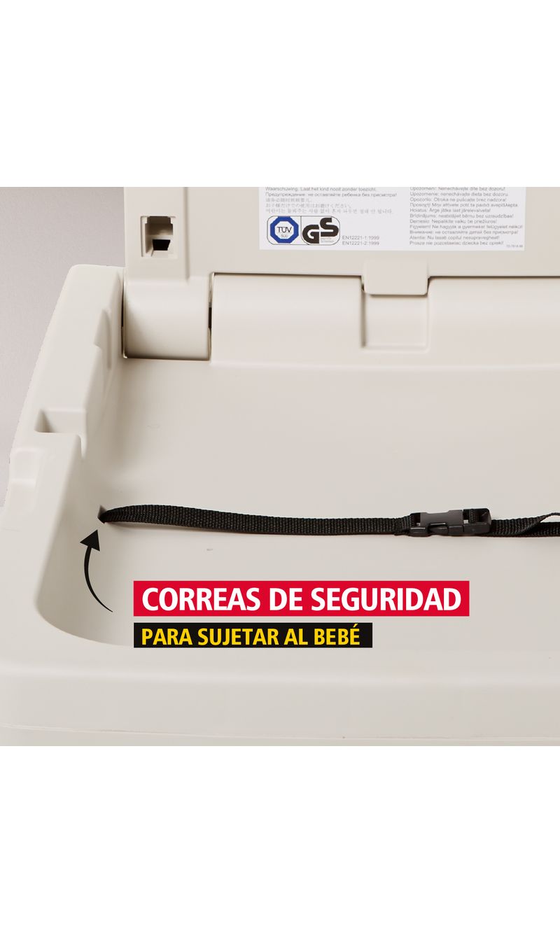 Cambiador Vertical para Bebe  Gris con correas de seguridad