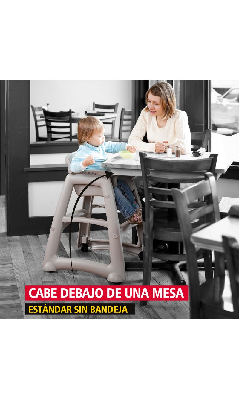 Silla para bebé con Ruedas STURDY CHAIR Gris puesta debaje de mesa