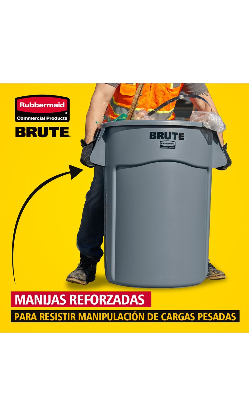 Contenedor de basura BRUTE Negro 121 Litros con manijas reforzadas