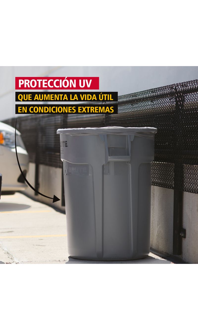 Contenedor de basura BRUTE Negro 121 Litros con protección UV