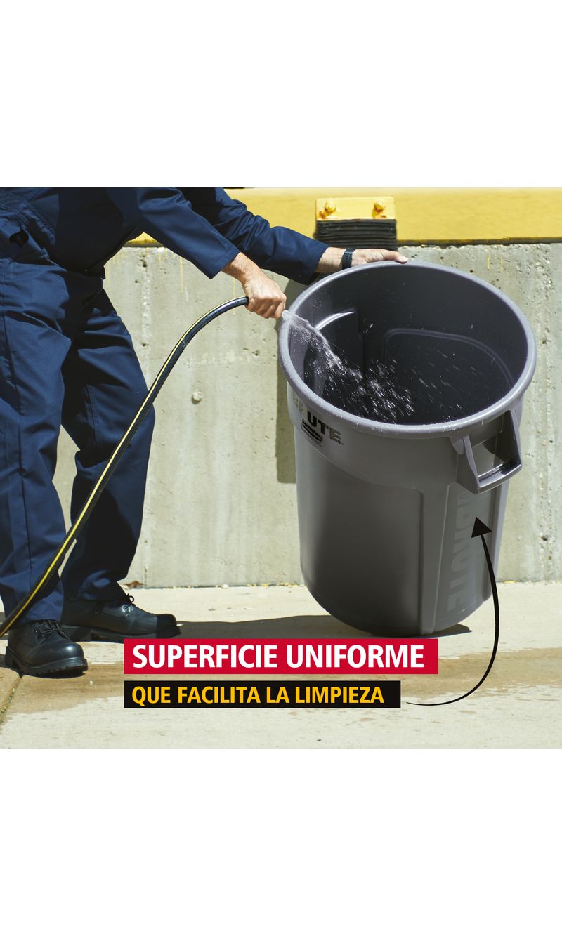 Contenedor de basura BRUTE Negro 121 Litros superficie uniforme