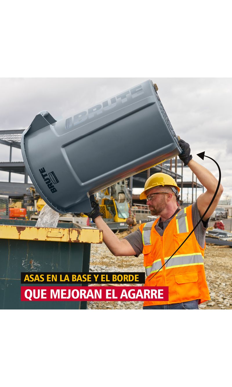 Contenedor de basura BRUTE Negro 121 Litros con mejor agarre