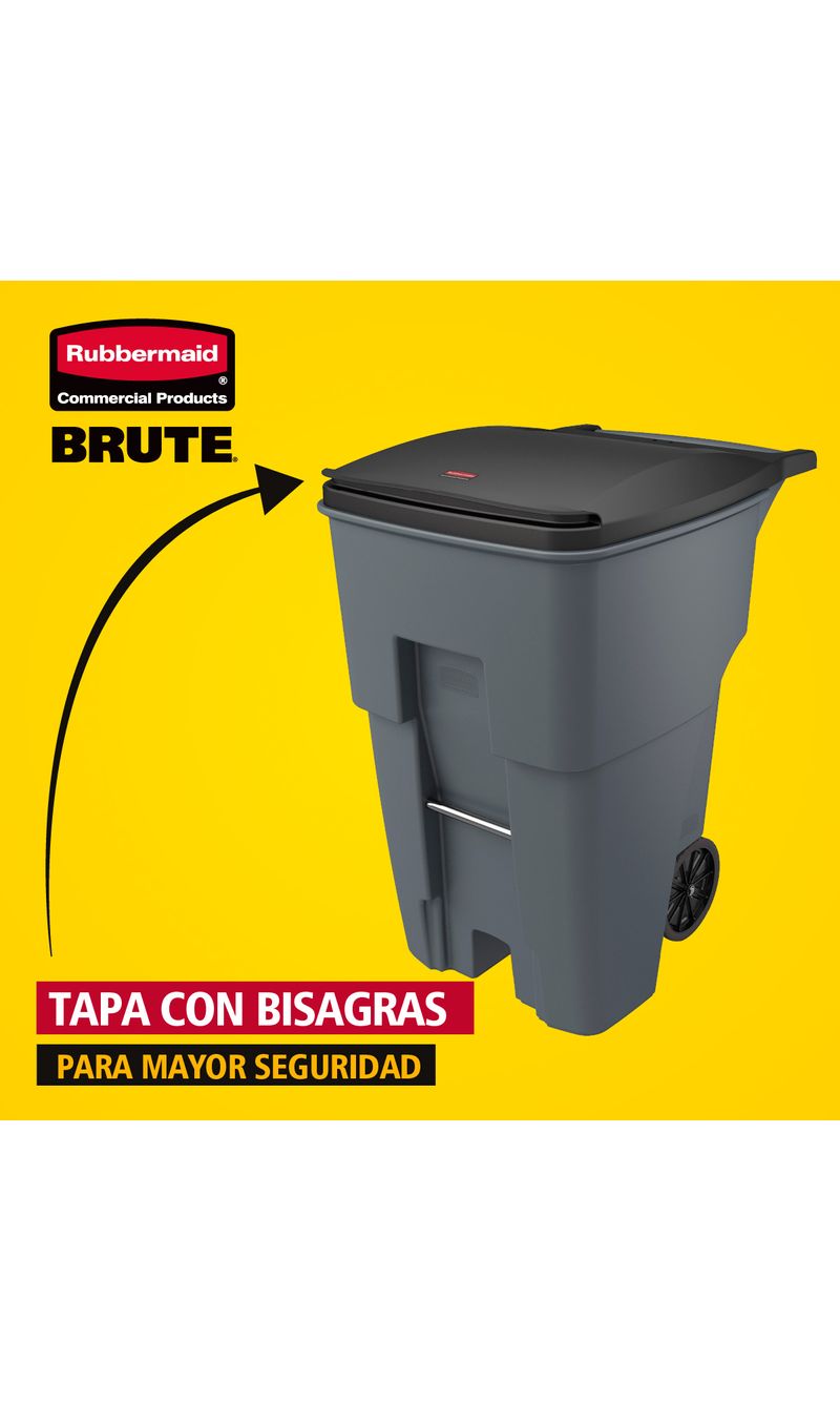 Contenedor de basura BRUTE RollOut Gris 360 Lts tapa