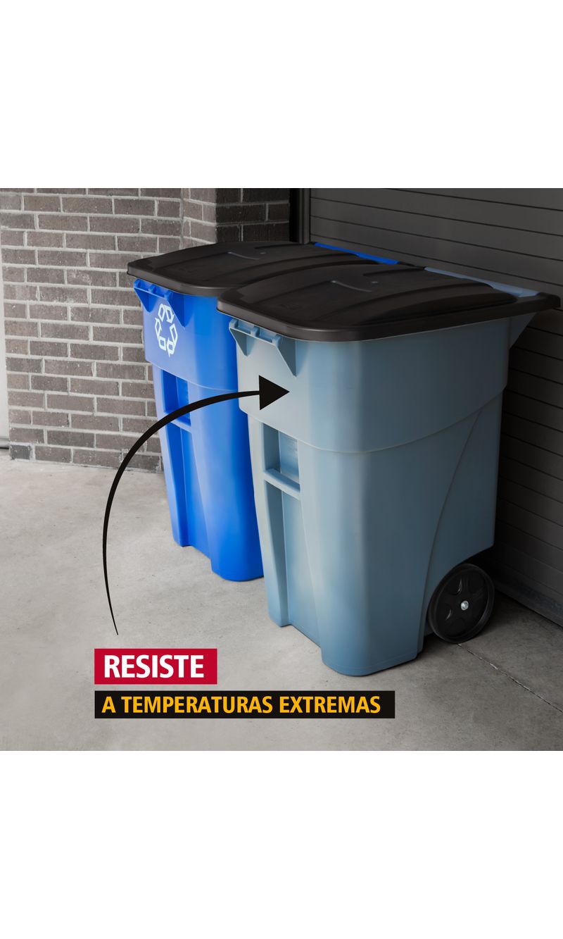 Contenedor de basura BRUTE RollOut Gris 360 Lts resistente