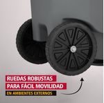 Contenedor de basura BRUTE RollOut Gris 360 Lts ruedas para fácil movilidad