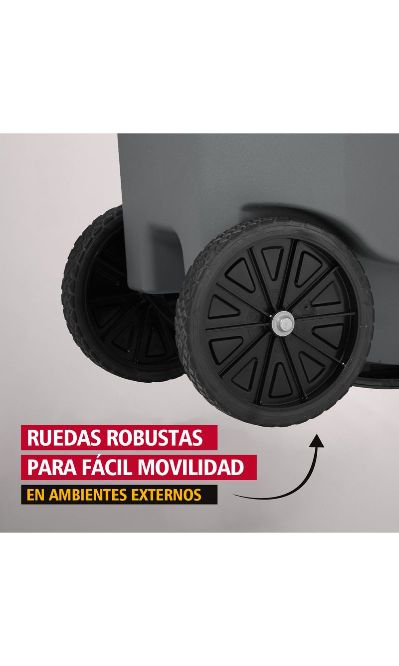 Contenedor de basura BRUTE RollOut Gris 360 Lts ruedas para fácil movilidad
