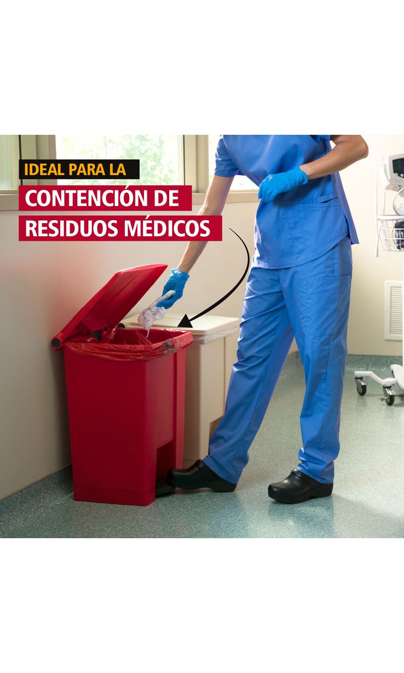 Caneca de pedal   Rojo 30 Litros contenedor de residuos médicos