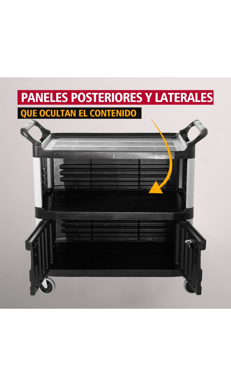 Carro de instrumentos Xtra Negro 136 Kg con paneles