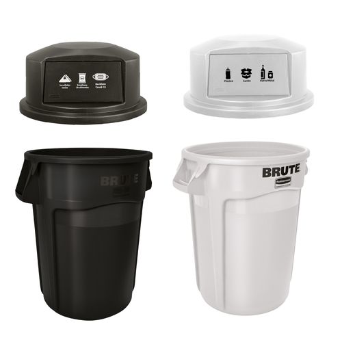 Combo contenedores BRUTE Blanco y Negro 121 Litros con Tapa Domo