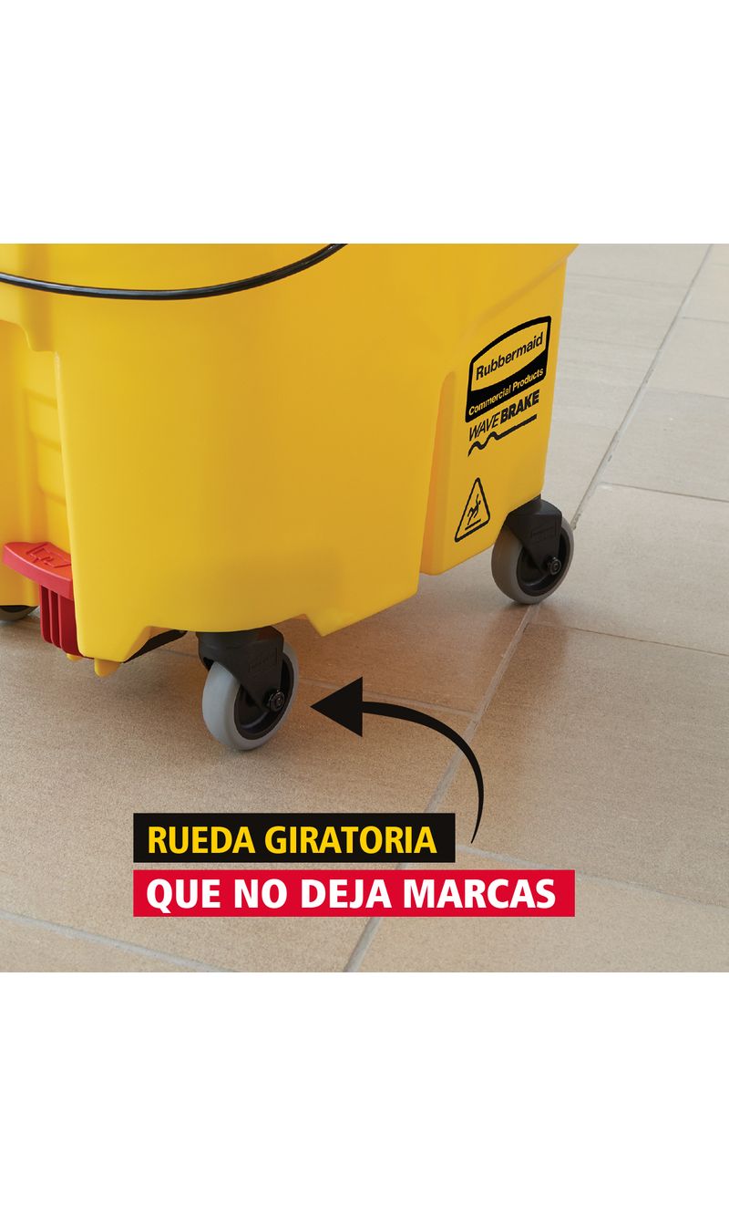 Balde Escurridor WAVEBRAKE  Amarillo 33 Lts ruedas que no dejan marcas